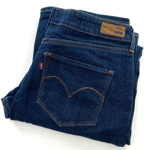 LEVIS Bold Curve Classic Rise Boot Cut Stretch  Jeans Dark Blue Denim Size 14M